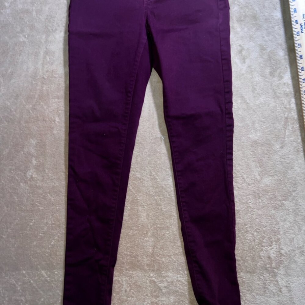 SO Girl 14 Burgundy Adjustable Waist Stretch Pull‎ Up Straight Legging Jeans